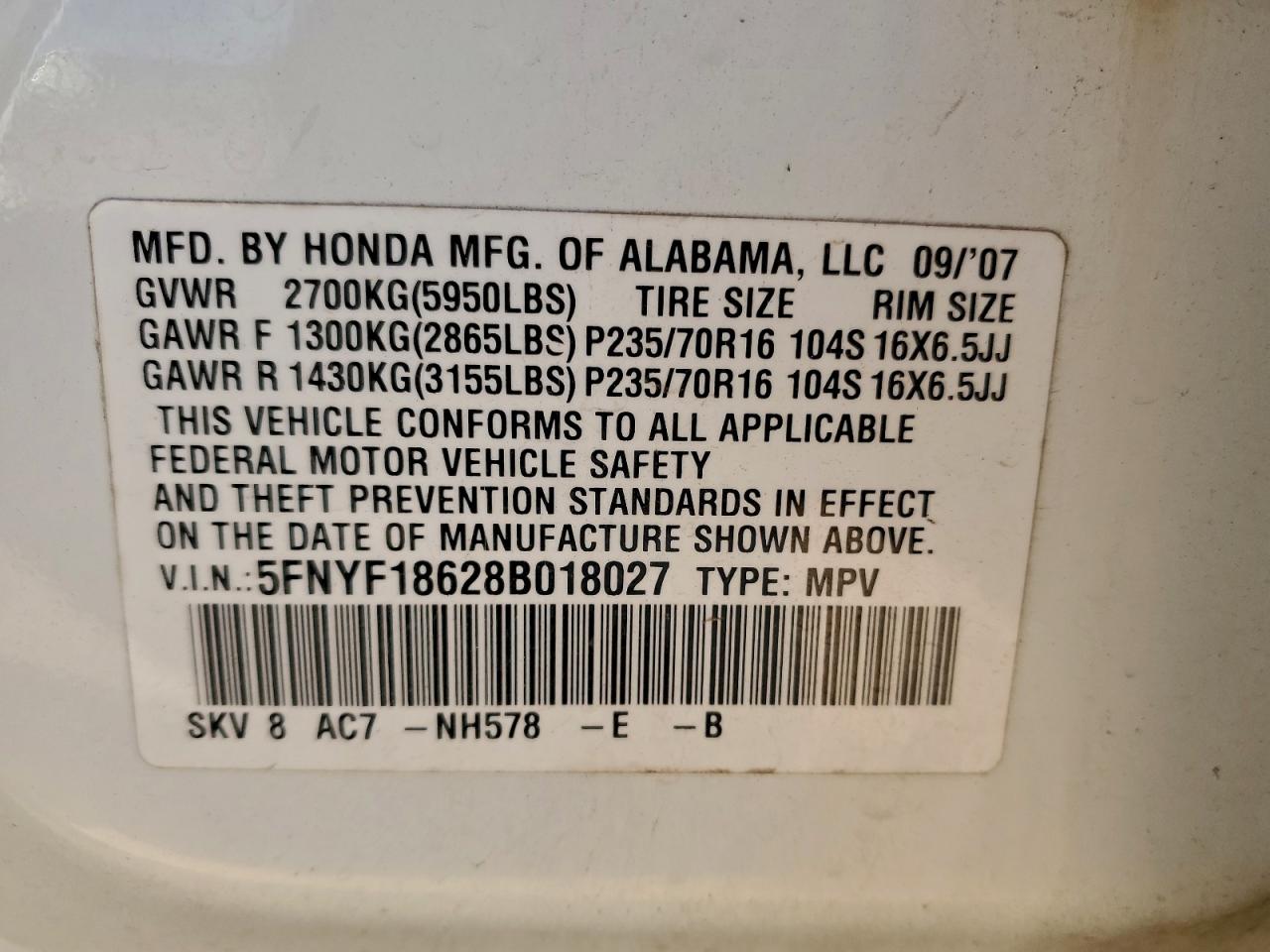 Honda Pilot Exl Image 12